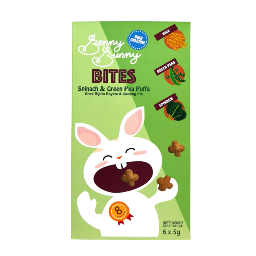 Benny Bunny Bites- Spinach & Green Pea Puffs - 30g (8m+)